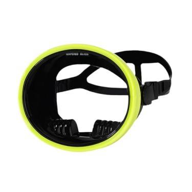 Imagem de Generic Máscara de mergulho de lente única, óculos de natação à prova de vazamento, antiembaçante, lentes transparentes, óculos de mergulho oval para, Amarelo Fluorescente