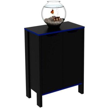 Imagem de Armário Gamer Para Escritório Multiuso Baixo 2 Portas Preto/azul - TEC