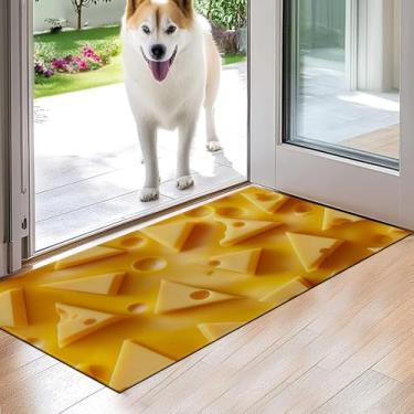 Imagem de VODRM Tapete de porta interno com fatia de queijo, capacho divertido e caprichoso, 43 x 75 cm, suporte de borracha antiderrapante, tapete de comida doce para varanda, quarto, cozinha, capachos