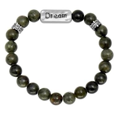 Imagem de JC Walsh and Sons Pulseira com mensagem de contas de mármore Connemara Silvertone Motivation Script Presente de Aniversário Presente Irlandês, One Size, Mármore Connemara, Sem Pedra Preciosa