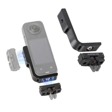 Imagem de Fergio Suporte magnético tipo L para Insta360X5, X4, X3, GO3, GO2 e Pocket 3, suporte magnético ajustável com montagem de parafuso de 0,6 cm, base estável