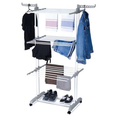 Imagem de Varal de Chão Dobrável 3 Andares Articulado Reforçado Haste Dupla - Mm