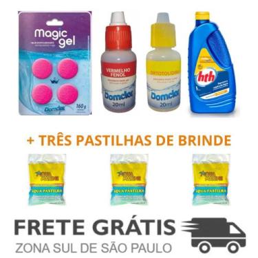 Imagem de Kit 1 Clarifica HTH, Reagente Fenol, Ortotolidina, MagicGel