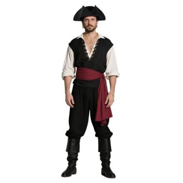 Imagem de HOMELEX Chapéu de pirata para mulheres e homens, acessório de fantasia de guerra revolucionária para adultos e bruxas, Acessórios pretos, tamanho �nico