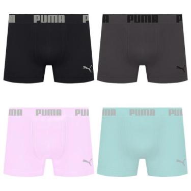 Imagem de Kit 4 Cuecas Puma Boxer Sem Costura Masculina, Preto, Cinza, G