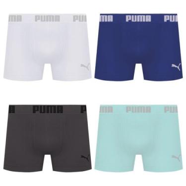 Imagem de Kit 4 Cuecas Puma Boxer Sem Costura Masculina, Azul, Verde, M