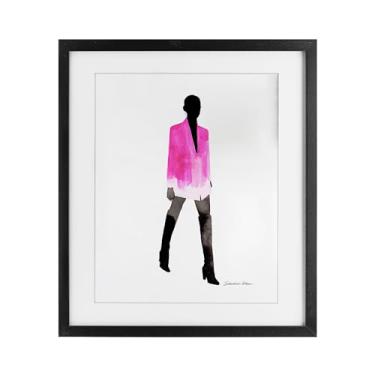 Imagem de Stupell Industries Menina em jaqueta rosa impressão emoldurada sob vidro design por Simone Elum, 53 x 43