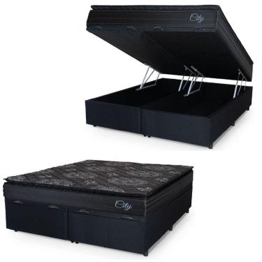 Imagem de Cama Box Baú Casal Queen Colchão Com Molas Ensacadas