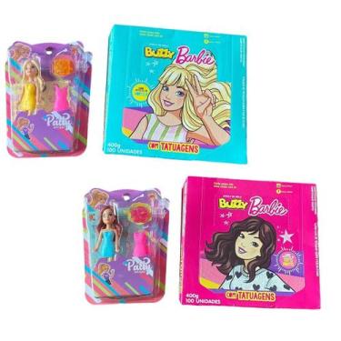 Imagem de Kit 2 Caixas Chiclete Barbie c/ 100 un  + 2 Bonecas Patty - Buzzy, tat