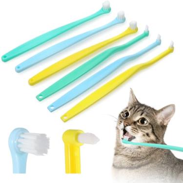 Imagem de Hpmjz 6 escovas de dentes para cães pequenos, gatos, cuidados dentários, animais de estimação, micro cabeça, escova de limpeza de dentes profundos, suprimentos de cuidados dentários, escova de dente