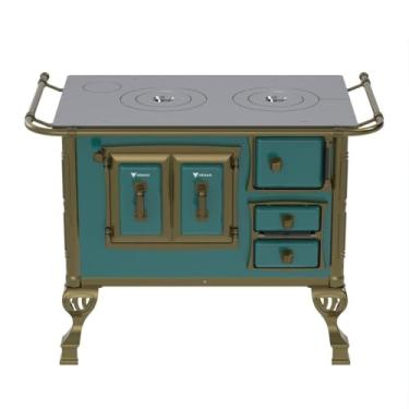 Imagem de Fogão a Lenha N 1 Colonial Turquesa Sem Tampa Saida Esquerda