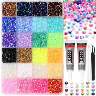 Imagem de RODAKY 30.000 peças resina geleia strass 4 mm pedras de cristal plano cor AB strass kit deslumbrante com 2 peças 10 ml B7000 joias cola pinças kit de fabricação de caneta para artesanato DIY, roupas