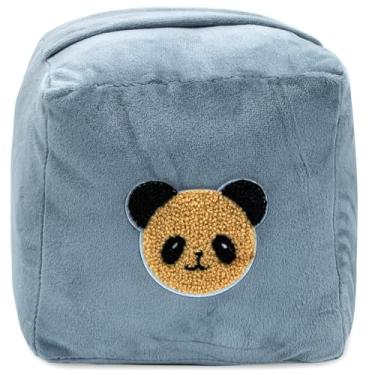 Imagem de CERAYOU Batente de porta decorativo pesado, batente de porta quadrado resistente com alça, protetores de parede de batente de piso de porta de tecido macio, urso cinza escuro