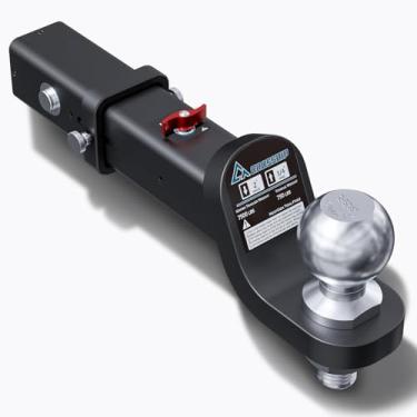 Imagem de CROSSHIP Engate de suporte de bola de reboque sem acessório – serve para receptor de 5 cm, suporte de bola de queda de 5 cm, bola dupla sólida, engate de reboque de 6 cm, caminhão pesado GTW de 3,401