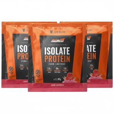 Imagem de Kit 3 whey isolado protein morango sache 25g proteina - NEW MILLEN