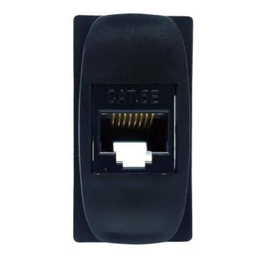 Imagem de Módulo tomada p/ rede de computadores RJ45 Cat. 5e Gracia Alumbra Preto