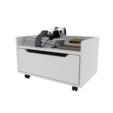 Imagem de Balcão Gabinete para Banheiro 60cm com 1 Gavetas MDP Branco com 4 Pés 