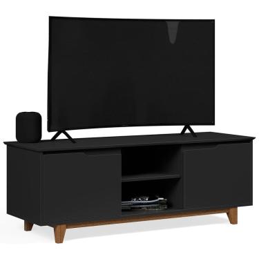 Imagem de Rack para Sala Bancada de TV 55 Pol 139cm Flow Preto - EJ Móveis