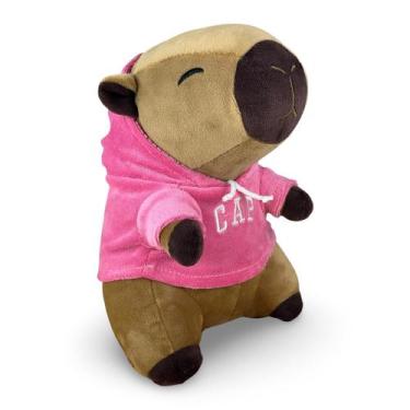Imagem de Bichinho de Pelúcia Capivara Com Moletom 20cm Rosa - Toybrink