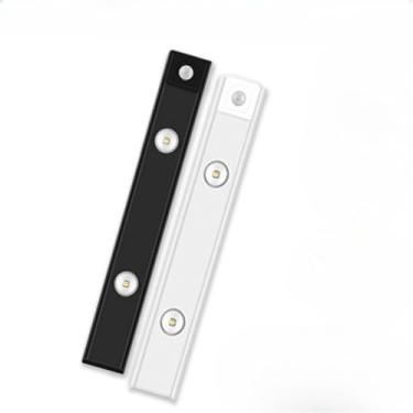 Imagem de Led para Cozinha, Luminãária de Teto para Cozinha de Led, Smart Luminária com Sensor de Movimento, Recarregável Via Usb, Fina E com 3 Módulos de Luz(Preto | 20CM,2 pçs)