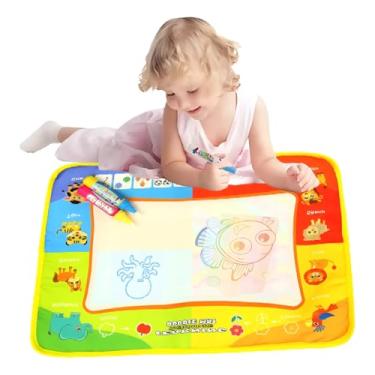 Imagem de Tapete De Atividades Infantil Educativo Para Pintar Desenhar Lousa Mágica 39x29cm 2 Canetas Mágicas Com Água Reutilizável (Animais)