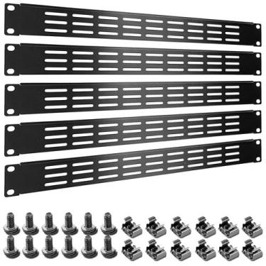 Imagem de Painel de montagem em rack Suprwin 1U, aço ventilado, preto, 5 unidade
