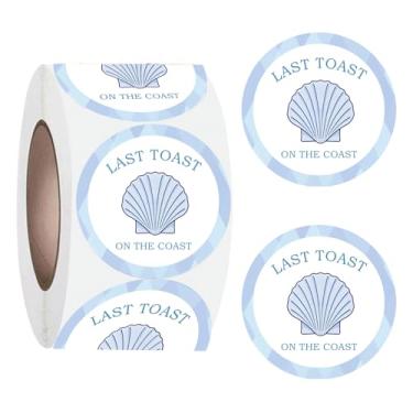 Imagem de Adesivos Last Toast on The Coast Thank You 5 cm Decorações de despedida de solteira costeira selo de presente para festa de despedida de solteira retrô verão praia casamento festa de noivado