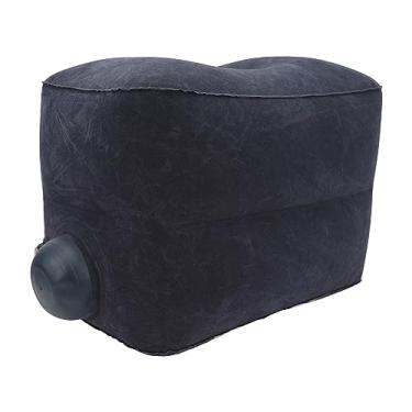 Imagem de Greensen Travesseiro de Pés Inflável, Apoio de Pés para Avião Almofada de Pés Portátil Lavável PVC Floquete Leve para Escritório Casa Carro Viagem de Avião Com Válvula de Ar Única (profundo)