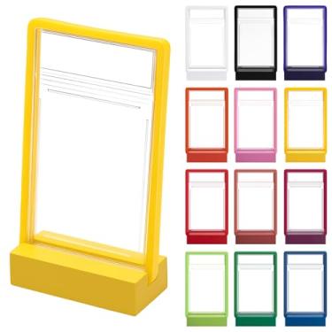 Imagem de AmazingSpark 1 Set Bumper Guards Compatible with PSA Graded Cards with Wooden Display Stand, Slab Protector, Shield Your Slabs! Applicable to 35pt Graded Card Sleeves (Yellow)
