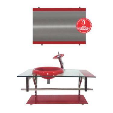 Imagem de Gabinete de Vidro 90cm para Banheiro Áustria - EKASA, Vermelho Ferrari