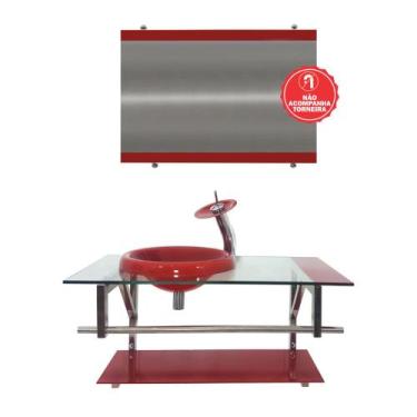 Imagem de Gabinete de Vidro 90cm para Banheiro Áustria - EKASA, Vermelho Cereja