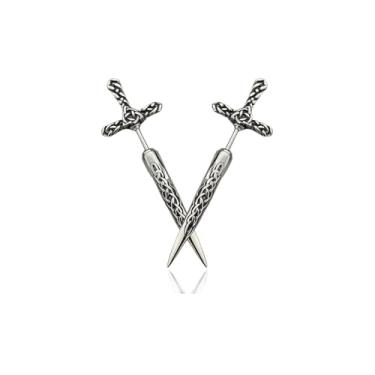 Imagem de LKingel Brincos de espada gótica de pirata para mulheres, punk, espada, vintage, cristal, espadas, berloque, brinco de bruxa, bijuteria de fantasia de pirata de Halloween, Liga de aço, Sem pedra