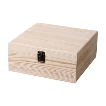 Imagem de shamjina Caixa organizadora de madeira para guardar objetos pequenos, com fecho, estilo vintage, ideal para decoração de casa, L Wood