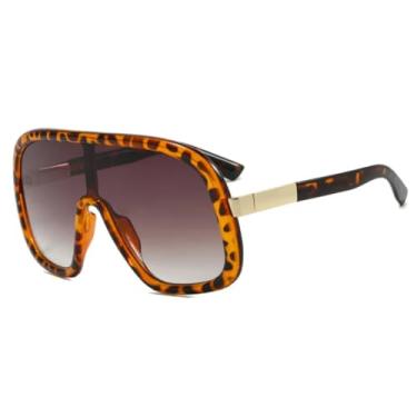 Imagem de JRLLFD Óculos de sol punk grandes, peça única, feminino, luxuoso, masculino, esportivo, à prova de vento, UV400 (cinza leopardo)