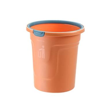 Imagem de Caixote do lixo doméstico lixeira simples grande lata de lixo sem tampa com pressão cozinha sala de estar armazenamento higiênico cesta de papel caixote do lixo/Oranje/cinza