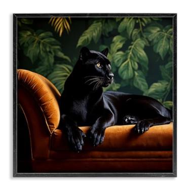 Imagem de Stupell Industries Arte giclée emoldurada Majestic Panther on Chaise Black, design por Lettered and Lined, 17 x 17