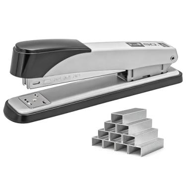 Imagem de Grampeador de mesa de escritório resistente com 1000 grampos padrão de 1/10.2 cm, capacidade de 50 folhas, grampeador de tira completa padrão liso, sem atolamento, perfeito para casa, escola