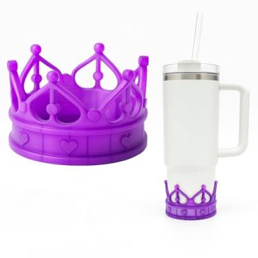 Imagem de Bota protetora Regal Crown para acessórios Stanley Cup, capa de manga inferior de TPU resistente para Stanley Quencher H2.0 1,134 g e 850 g, serve para Hydro Flask, acessórios de copo Stanley roxo