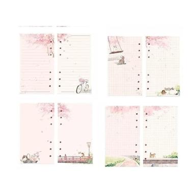 Imagem de Refil de papel rosa A6, 80 folhas soltas, folhas soltas, fichário, fichário, 6 furos, refil em branco, para agenda de 6 anéis, recarregável