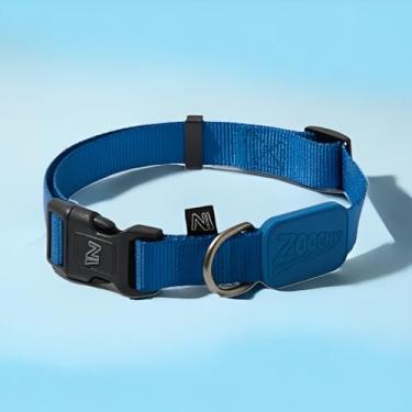 Imagem de Coleira Ajustável para Cães, Azul Marinho, Tecido Clássico, Todas as Raças, 63 cm de Comprimento, Controle de Pulgas, Fecho com Trava de Segurança