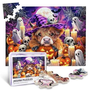 Imagem de Halloween Puzzle Halloween Witch Highland Cow Puzzles for Adults 1000 Pieces Horror Spooky Ghosts Animal Jigsaw Puzzles for Gifts Halloweens Birthday Party Family Games