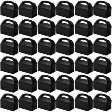 Imagem de yptniginu 36 caixas pretas de lembrancinhas de festa, caixa de presente de papel empena, doces, lanches e bolos, para lembrancinhas de aniversário e casamento (preto)