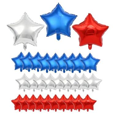 Imagem de KRISMYA 30 balões de alumínio de estrela azul, vermelho e branco, 45,7 cm, 4 de julho, para festa do dia da independência, festa patriótica da Grã-Bretanha, decorações de aniversário