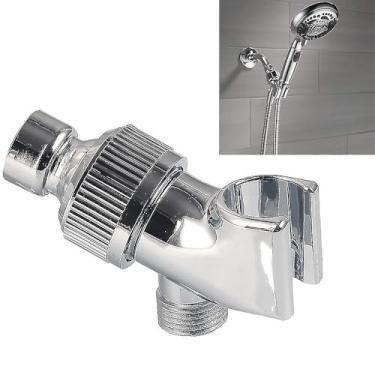 Imagem de Suporte Universal para Chuveiro Montado em Braço Ajustável Fixado com Parafuso Banheiro Acabamento ABS Cromo Construção Resistente Instalação Fácil Ajuste Econômico