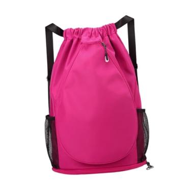 Imagem de Fenteer Mochila para tênis, bolsa para raquete de badminton, mochila esportiva, bolsa para raquete de tênis e futebol, Rosa Vermelha