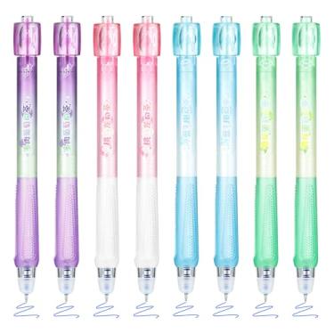 Imagem de BAYTORY 8 peças de canetas giratórias apagáveis, caneta giratória com borrachas, canetas de ponta fina de tinta azul retrátil de 0,5 mm, caneta apagável para completar sudoku e palavras cruzadas