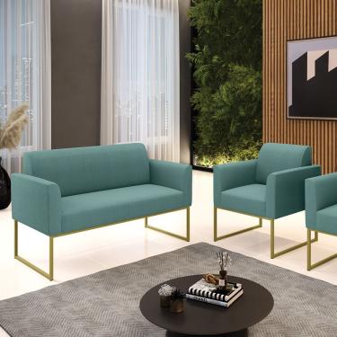 Imagem de Namoradeira E Poltrona Industrial Alta Dourado Marisa Bouclê D03 - D'rossi Cor Menta