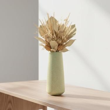 Imagem de Vaso Decorativo Minimalista em Cerâmica Solitário Moderno e Alta Resistência Decoração Sala Aparador Mesa de Centro Banheiro Estante Granito Bege e Branco Brilhoso (Granito Begê)