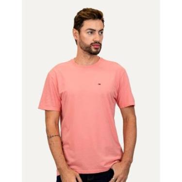 Imagem de Camiseta Tommy Jeans Masculina Regular Jersey C-Neck Flag Rosa-Masculino