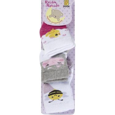 Imagem de KIT MEIA DUCK ATOALHADA ESTAMPADA MENINA RN - 3 Pares